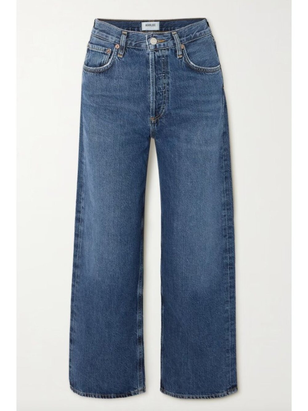 Agolde Ren Petite High Rise Wide Leg Size 30 P Wash Control Blue Denim Jeans - Picture 2 of 4